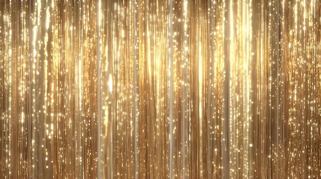 Abstract Golden Tinsel Fringe Curtain Background Moving Video.