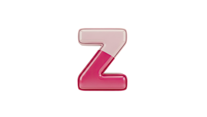 Glossy Pink Letter Z with two tone coloring