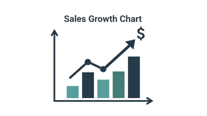 Sales growth chart with arrow and bar graphs
