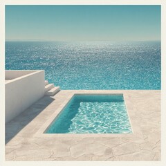 Fototapeta premium Tranquil Infinity Pool Overlooking a Serene Ocean View