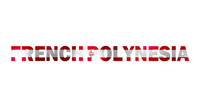 French Polynesia Text With Flag Isolated On Transparent PNG Background	