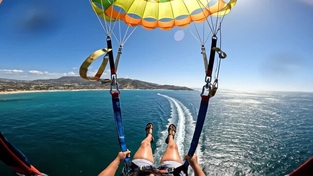 Parasailing Adventure Over Turquoise Ocean Waters