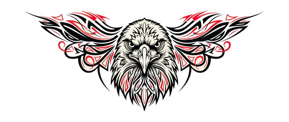 Obraz premium Eagle illustration with wings spread against black background