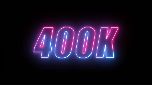 Neon Glowing 400k Celebration Text Animation