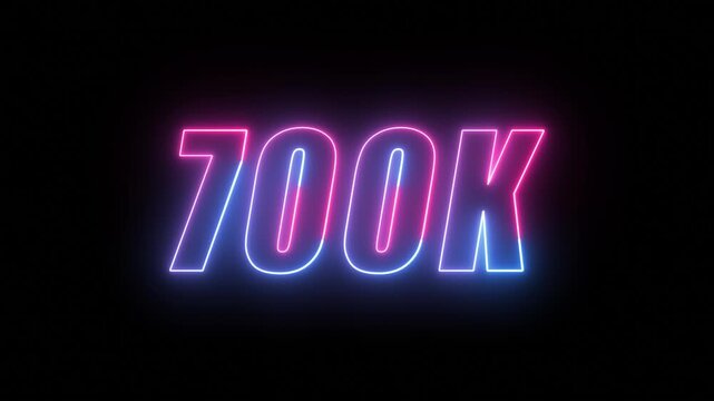 Neon Glowing 700k Celebration Text Animation