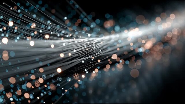 Fiber Optic Cables Transmitting Data.