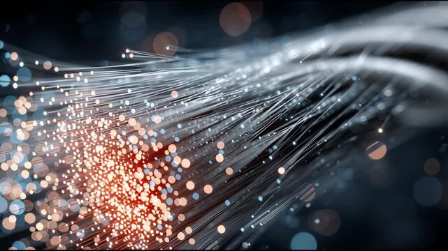 Fiber Optic Cables Transmitting Data.