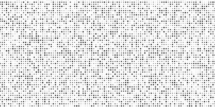 Random halftone. Pointillism style. Background with irregular, chaotic dots, points, circle. Abstract monochrome pattern. Black and white color. Vector illustration eps10
