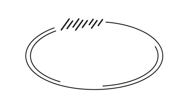 Minimalist hand-drawn oval frame with sketchy, abstract line details at the top, creating a simple and modern border for text or designs.