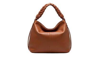Brown leather hobo bag with braided handle on black background brown leather bag shoulder bag