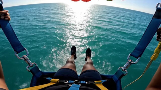Parasailing Adventure Over Turquoise Ocean Waters