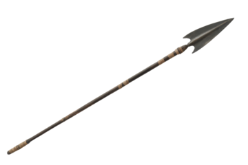 Ancient spear with metal tip and wrapped shaft