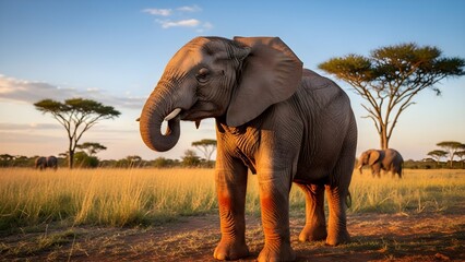 Majestic elephant in african savanna