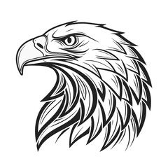 Obraz premium Majestic eagle head profile line art illustration, minimalist bald eagle vector symbol for logo and tattoo design.