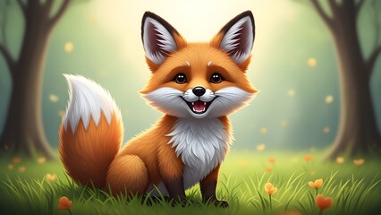 Playful fox in forest