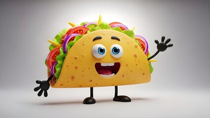 Cheerful taco character waving