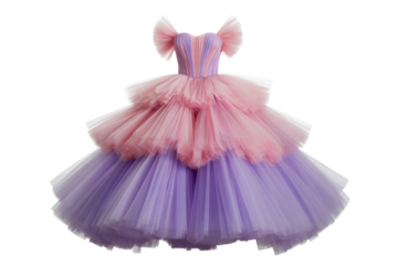 Elegant pink and purple tulle ball gown