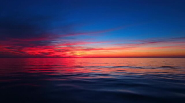 Vibrant ocean sunset with dramatic sky and colorful reflections on the water