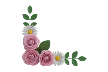 Floral corner design with roses and daisies