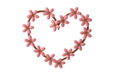Floral heart with pink blossoms