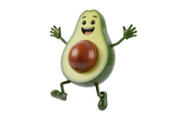 Happy Avocado Cartoon Character