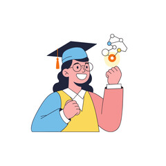 Excited young woman in graduation cap celebrating academic achievement  