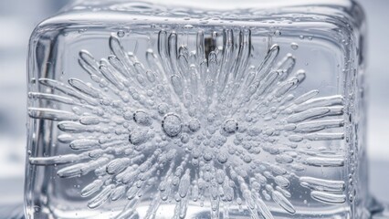 Clear Glass Cube with Etched Design.