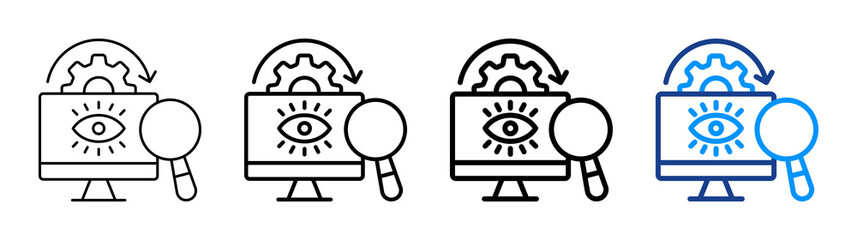 Monitoring System Icon Different Style Outline Collection Set