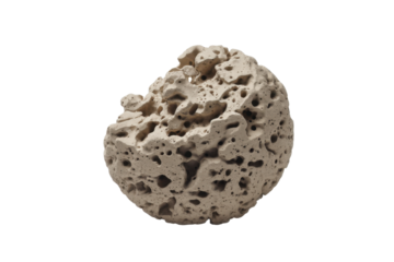 Porous pumice stone rock with holes
