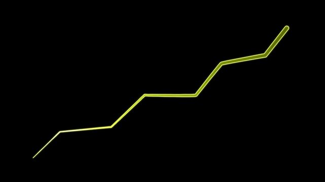 Abstract yellow glowing line animation moves upward diagonally against dark background motion graphic