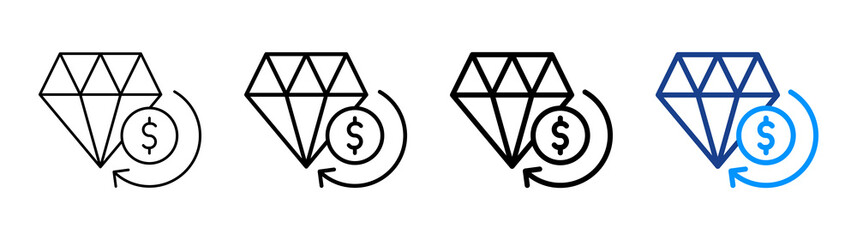 Value Stream Icon Different Style Outline Collection Set