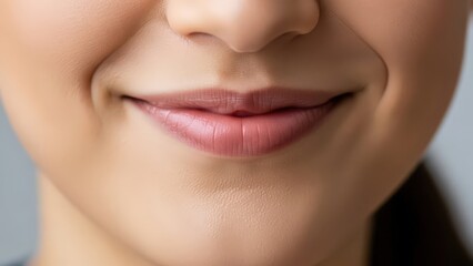 Woman Smiling with Pink Lips.