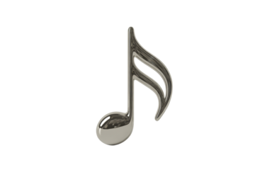 Silver musical note symbol on black