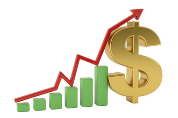 Stock market growth chart with dollar sign