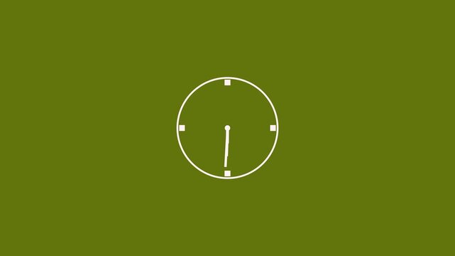 clock icon animation on a olive background,with 4k video animation.