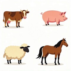 farm animals Icons illustration 