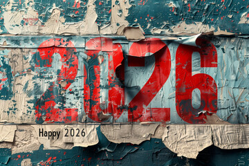 Fototapeta premium Happy 2026 heavy metal style new year background