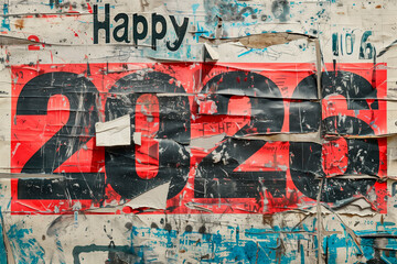 Obraz premium Happy 2026 heavy metal style new year background