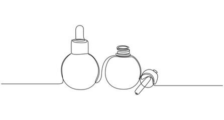Cosmetic bottles single line vector illustration,4