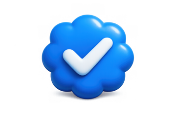 Blue verified badge icon design for digital identity and authentication concepts