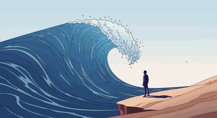 Giant Wave On Beach Illustration