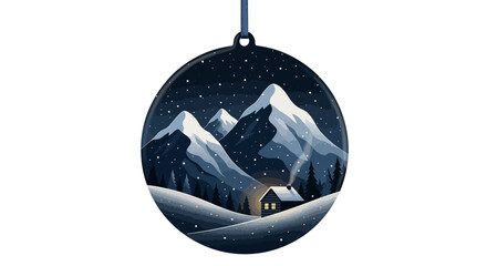 Snowy Night Mountain Ornament