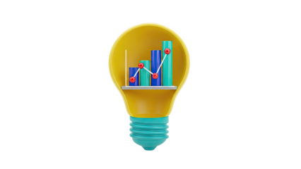 Lightbulb with Growing Bar Chart Inside