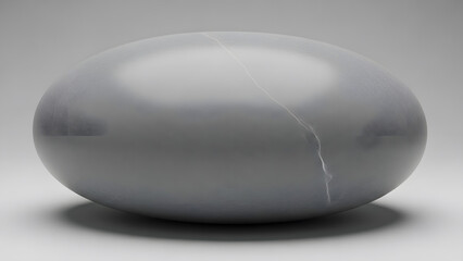 Minimalist study of large matte grey sphere featuring subtle white fissure line against uniform neutral studio background