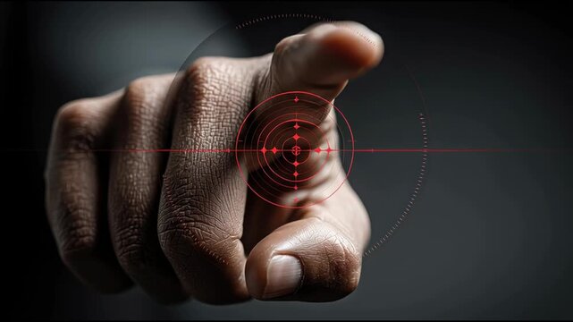 Close-up image of a hand with unique fingerprint features representing identity, security, and personalization concepts. Biometric Fingerprint Scan on Human Hand Representing Digital Identity Security