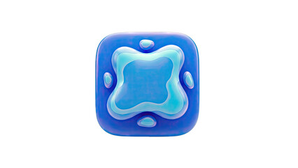 Abstract Blue Icon with Watery Shape on White