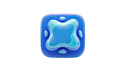 Abstract Blue Icon with Watery Shape on White