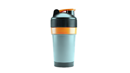 Blue and Orange Protein Shaker Bottle with Black Lid