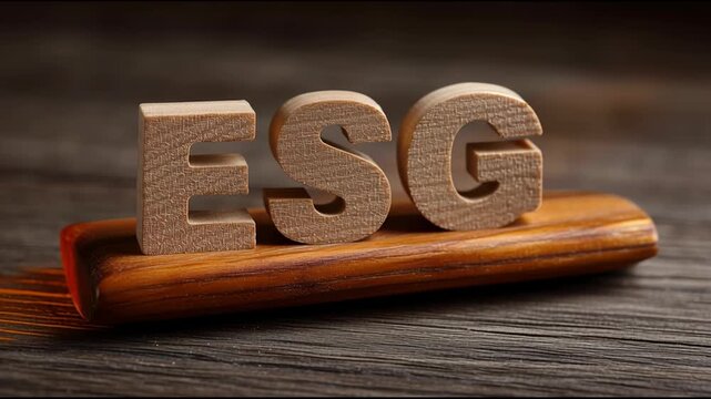 Wooden block with the word esc representing esg compliance register and internal documentation icon concept. ESG Compliance Register &ndash; Wooden Icon Animation