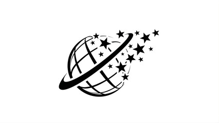 Globe With Orbiting Stars And Swirls earth world